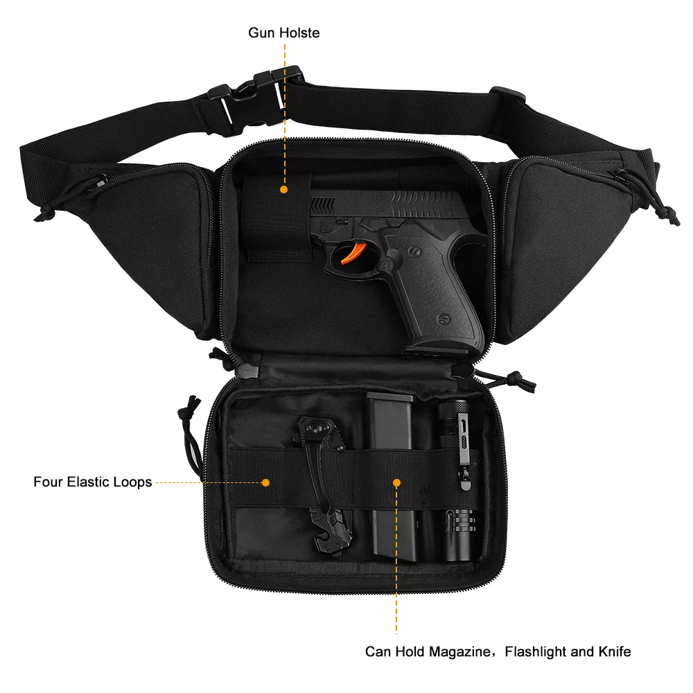 Molle Gun Holster Fanny Pack Fits Glock K Ruger S&W M&amp P Shield Taurus Sig Sauer Springfield Beretta Kimber Walther