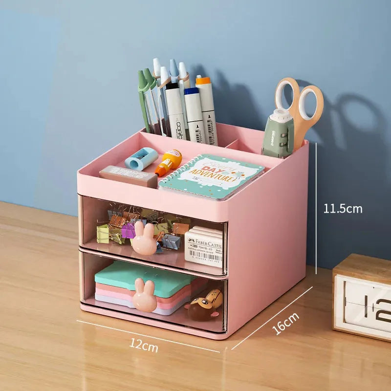 Small Desk Organizer With Drawer, Office Desktop Storage Box, Makeup Organizer, Business Card/Pen/Pencil/Mobile Phone/Stationery ALPENZO