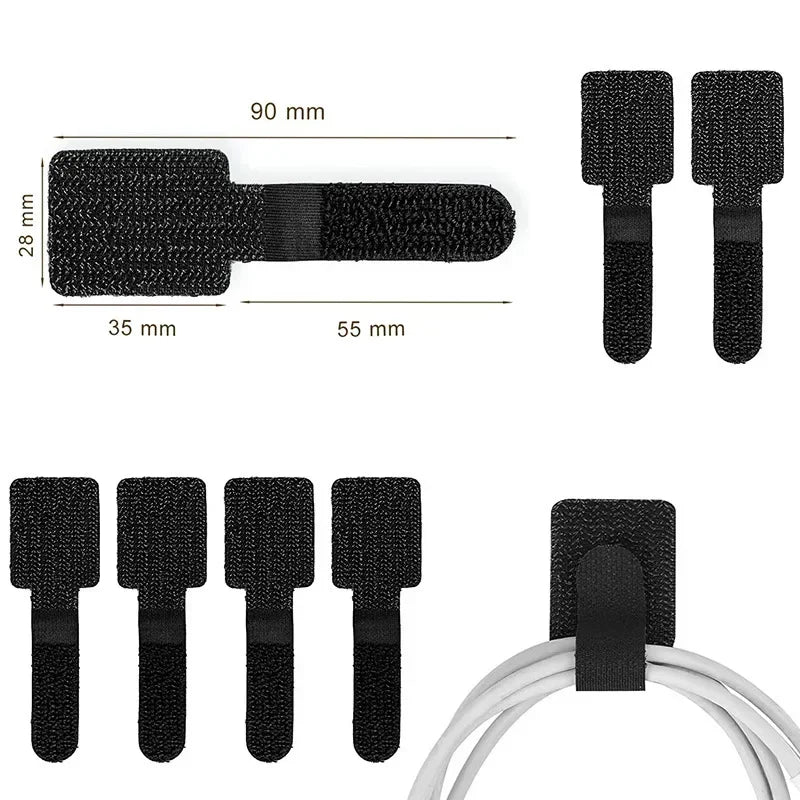 Reusable Cable Ties Fastening Wire Organizer Cord Rope Holder Self Adhesive Adjustable Cord Organizer Straps Desk Management - ALPENZO