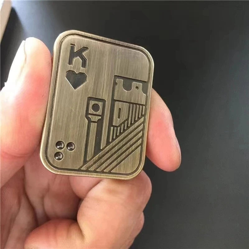KK AA Fidget Slider Metal Skull Push Slider Stress Relief Toy Anti Stress EDC Top Spinning Poker Toys  Adults Gifts ALPENZO