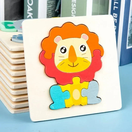 Wooden Puzzle Montessori Animals Carton Colorful Learning Education Toys Tangram Jigzaw Cognitive Wood For Children Kids Gift ALPENZO