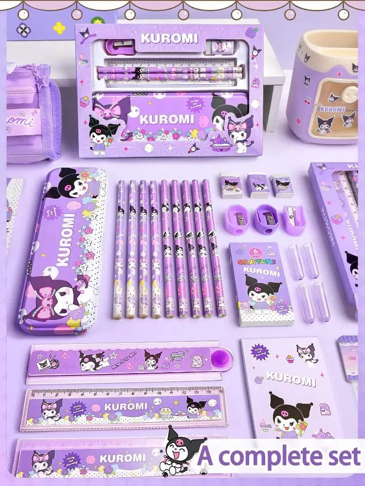 Sanrio Kuromi Melody Cinnamoroll Stationery Gift Box Girls Primary School 12-Piece School Supplies for Children Kawaii New Hot ALPENZO