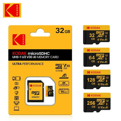 Kodak Micro SD Card Memory Card Class 10 32GB 64GB 128GB 256GB U3 4K High Speed Cartao De Memoria Flash Memory TF Mecard C10 - ALPENZO