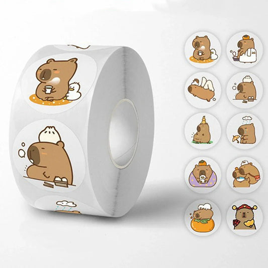 500pcs/Roll Cute Capybara Sticker Waterproof Graffiti Aesthetic Decorative Luggage Laptop Cup Phone Diary Book Kids Stickers Toy ALPENZO