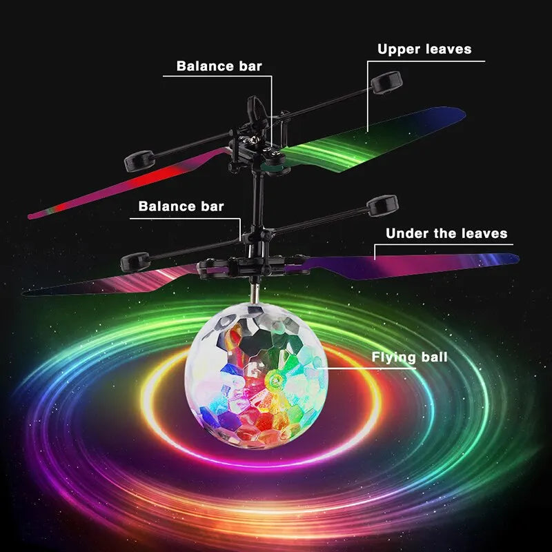 Led Light Suspension Crystal Ball Infrared Induction RC Gesture Control Colorful Glowing Toys Unique Gift for Kids ALPENZO