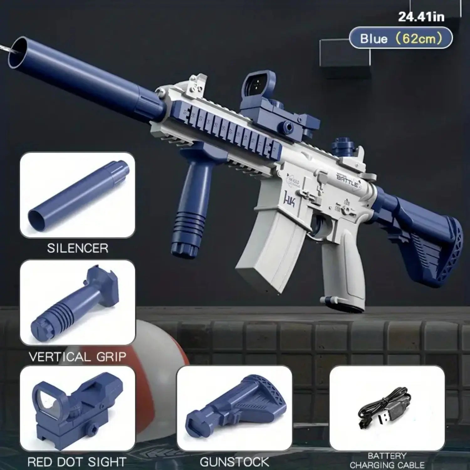 Unilabo M416 Electric Water Gun - Battery Powered With External Water Bottle Attachment - Perfect For Kids & Adults Outdoor Fun ALPENZO