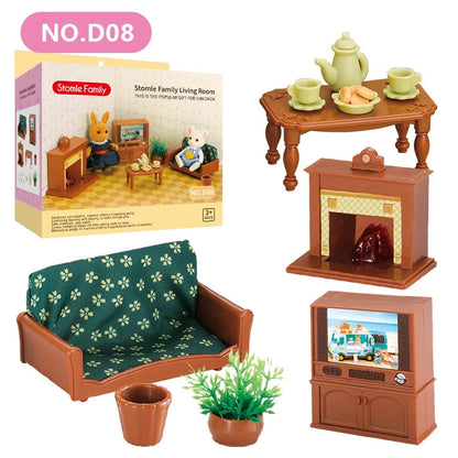 1:12 Miniature Furniture Forest Family Kitchen Toy Dining Table Dollhouse Accessories Bathroom Pretend Play For Girl Gifts Toys ALPENZO
