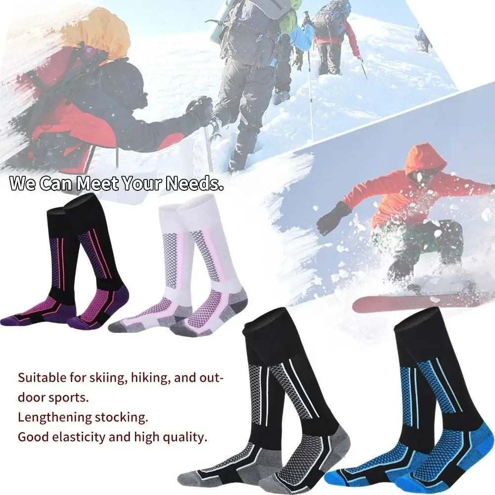 DIZETION 1 Pair Winter Warm Thickening Ski Stockings Hiking Socks For Women Men Children Outdoor Anti-Cold High Sports Stockings