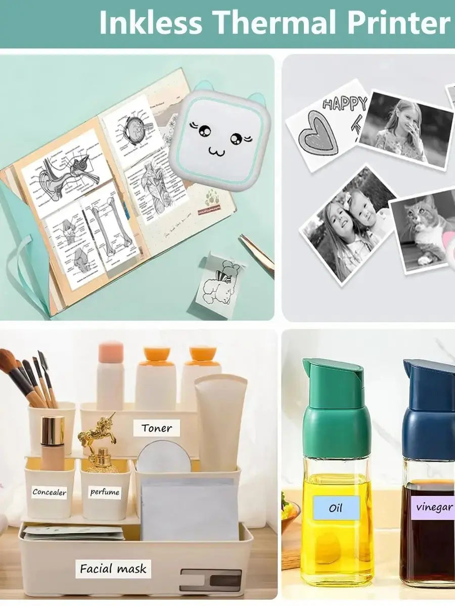 Portable Mini Printer， Wireless Photo Printer ，Ink-Free Thermal Printing For Notes Photos Memos For Android IOS - ALPENZO