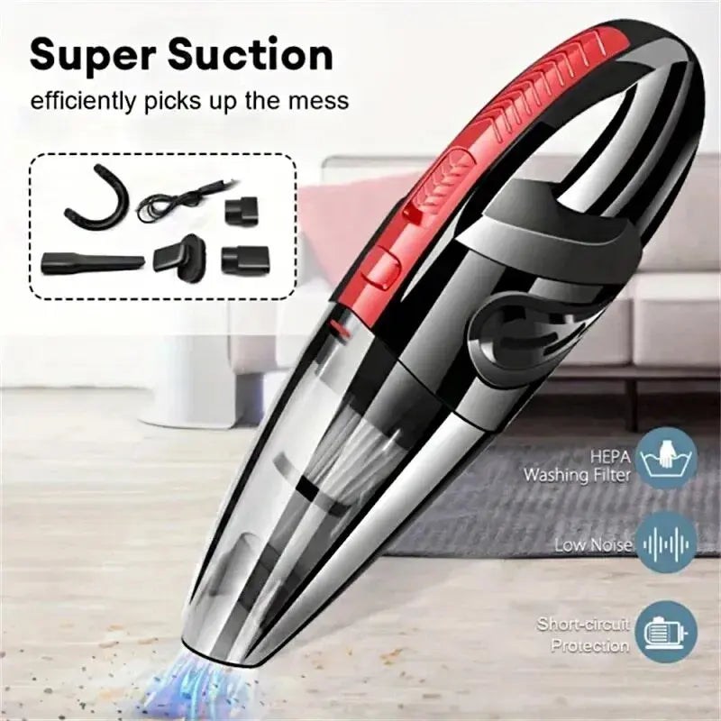 Portable Car Wireless Vacuum Cleaner Powerful Suction Rechargeable Handheld Vacuum Cleaner Quick Charge for Car Home Pet Hair - ALPENZO