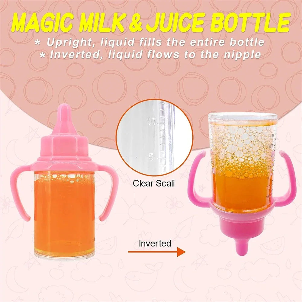 Large size Baby Doll Feeding Bottle Set Baby Care Toy Stroller 2pcs Milk And Juice Bottles With Toy Pacifier For Baby Dolls ALPENZO