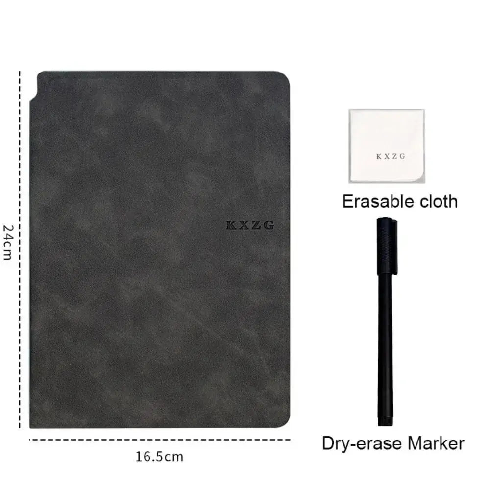 1 Pcs Reusable Whiteboard Notebook Set With Whiteboard Pen Erasing Cloth Leather Memo Pad Weekly Planner Portable Stylish Office ALPENZO