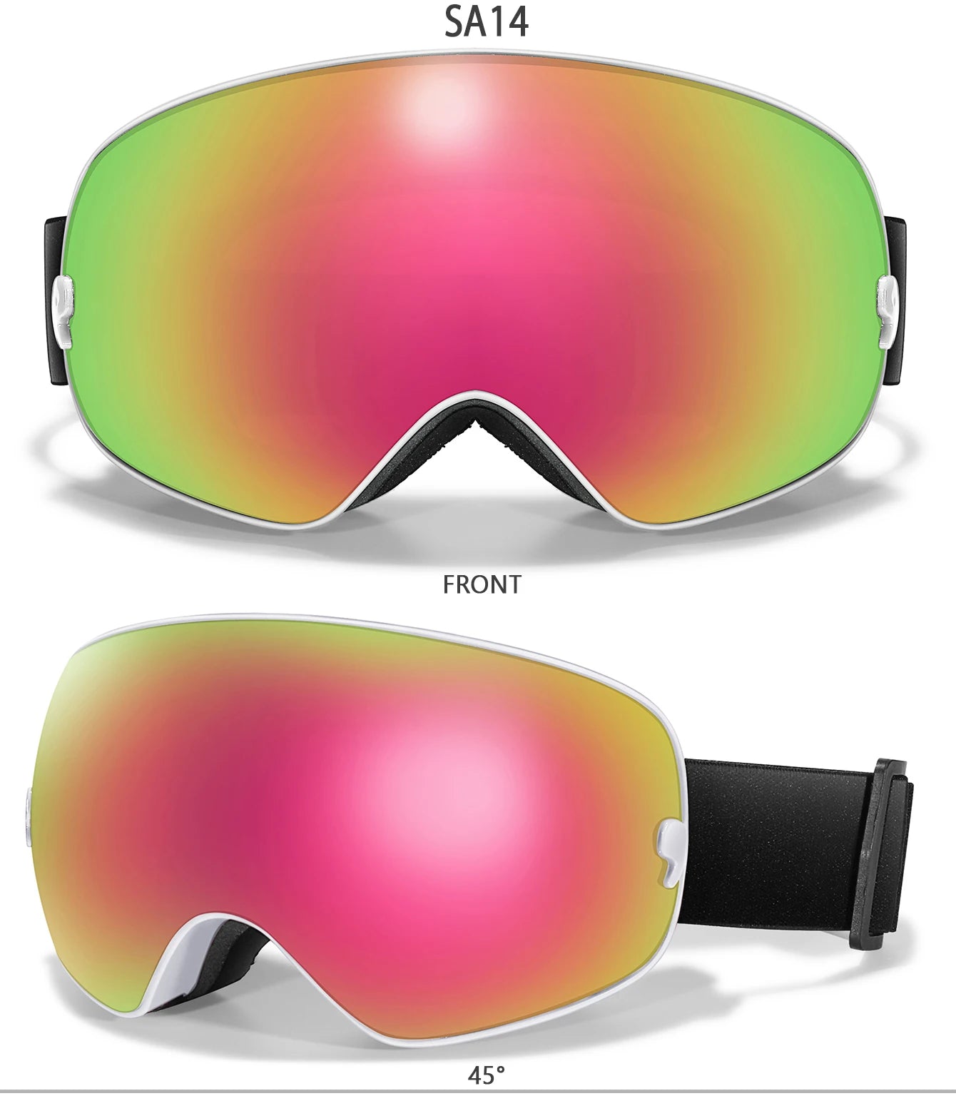 Ourdoor Sports Teen Men Women Ski Goggles-Anti-fog UV400 Eyewear, Christmas and New Year Gift, Free Black Lens and Optical Frame