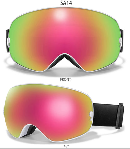 Ourdoor Sports Teen Men Women Ski Goggles-Anti-fog UV400 Eyewear, Christmas and New Year Gift, Free Black Lens and Optical Frame