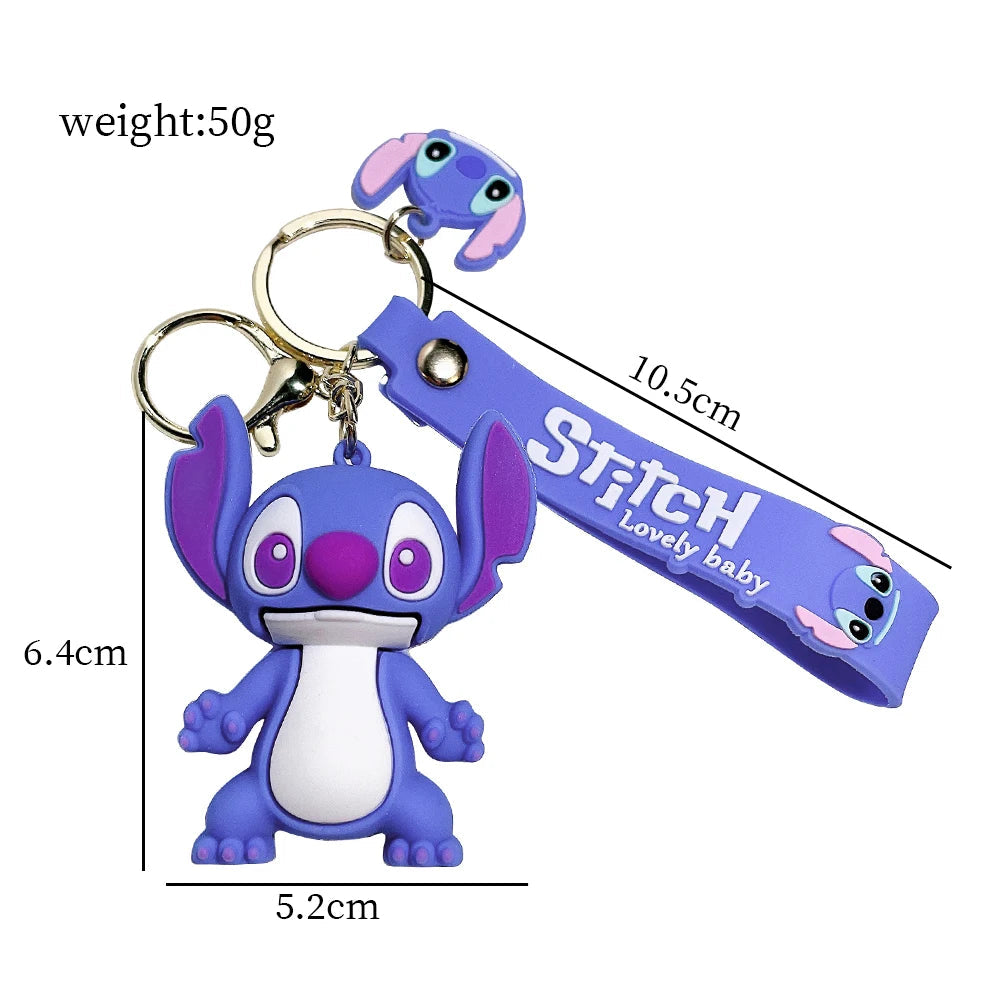 Lilo & Stitch Toys Keychian Anime Stitch Pendant Keychain Sweet Pink Angel Keychians Women Car Keyring Girl Birthday Gift ALPENZO