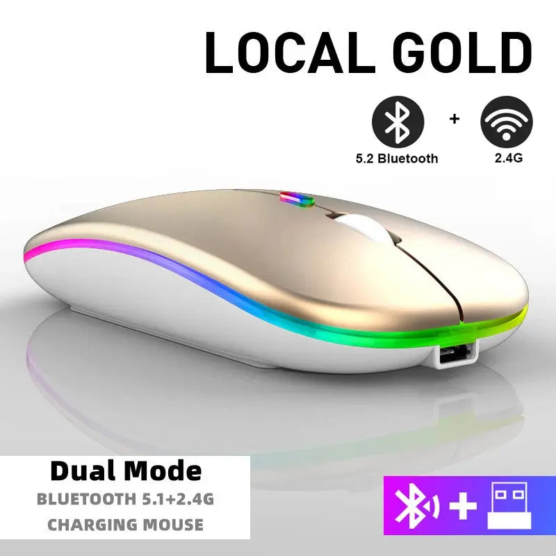 Tablet Phone Computer Bluetooth Wireless Mouse Rechargeable RGB Backlight Mice for iPad PC Laptop Tablet Phone 2.4GHz USB Mouse - ALPENZO