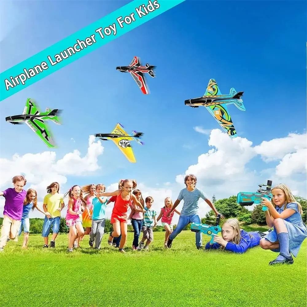 Ejection Aircraft Shooting Game Outdoor Parent-child Sports Toy Boy Gifts Shooting Aircraft Set Plastic Airplane Toys for Kids ALPENZO
