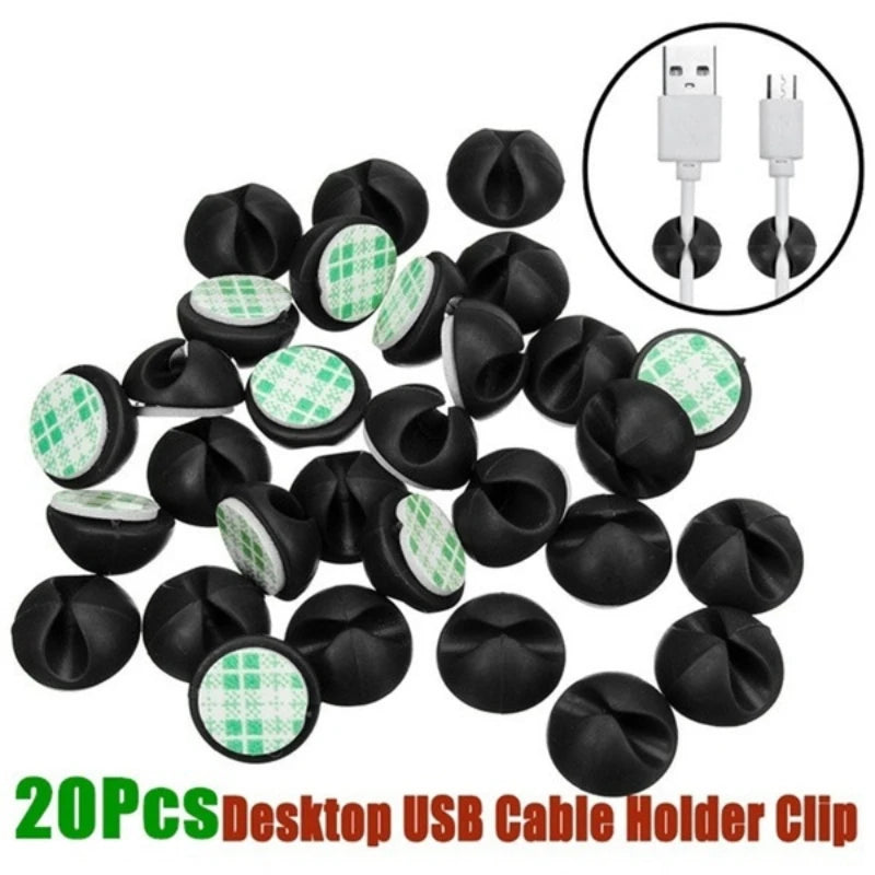 10/20Pcs Cable Clips Winder Silicone Cable Organizer Desktop Wire Storage Charger Cord Holder  for Car USB Charging Tablet Wire - ALPENZO