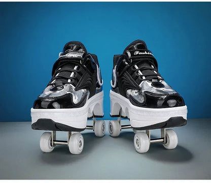 NEW children's sports roller skates deformation shoes 4 four-wheeled roller skates adult runaway shoes student deformation wheel