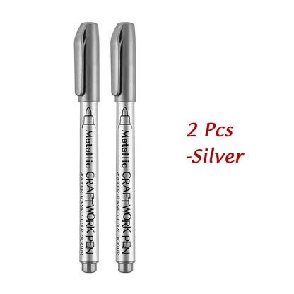 1/2Pcs Brush Metallic Marker Pens Gold Silver Permanent Art Markers Crafts Scrapbooking Painting Stationery School Supplies ALPENZO