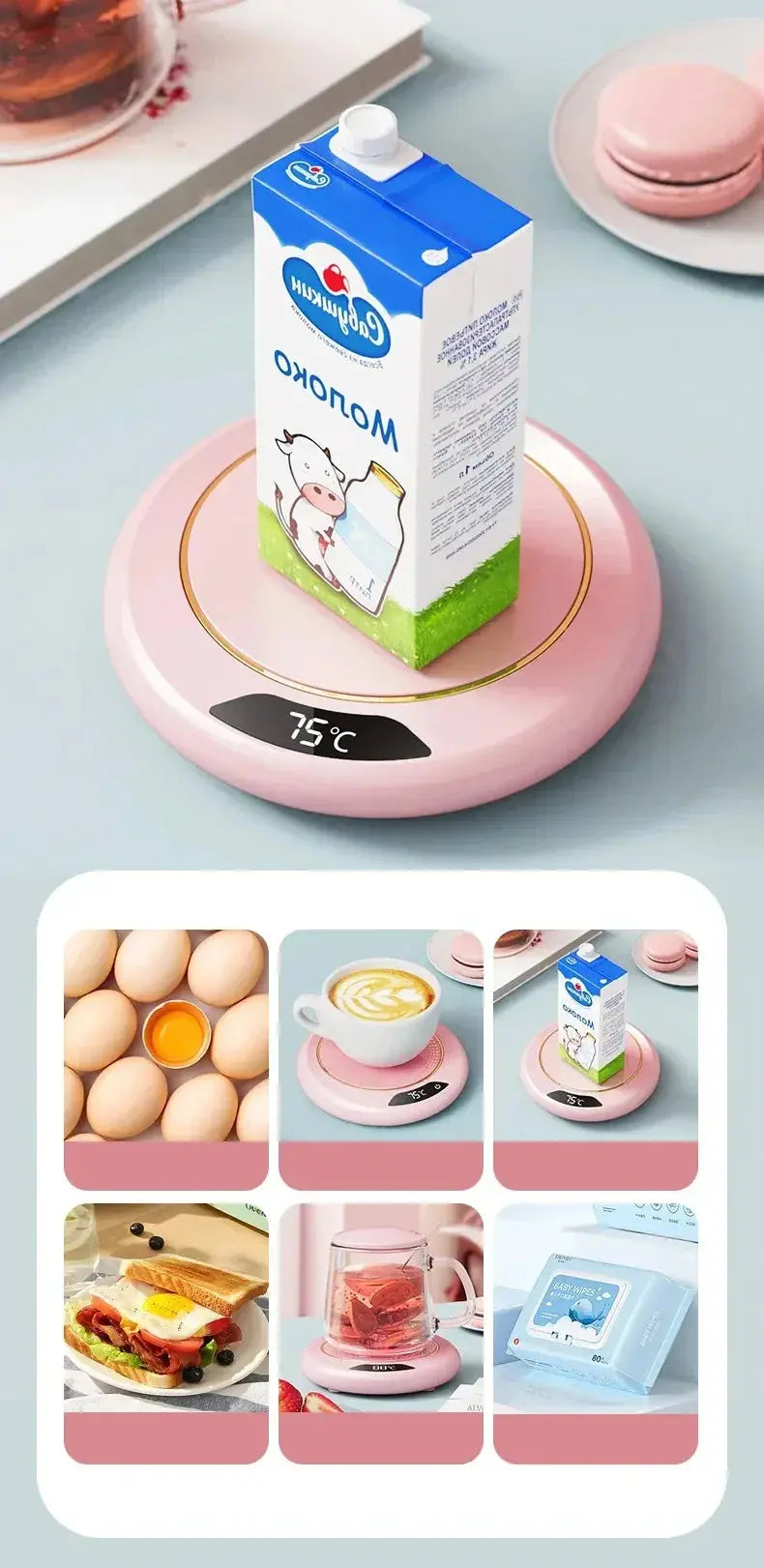Thermostat Coaster USB Home Heating Coaster 3-speed Adjustment Heating 55 Degrees Constant Temperature - ALPENZO