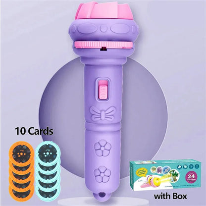 10 Cards Cartoon Projection Flashlight 80 Patterns Creative Children Flashlight Toy Projector Baby Toys Bedtime Story Book Toy ALPENZO