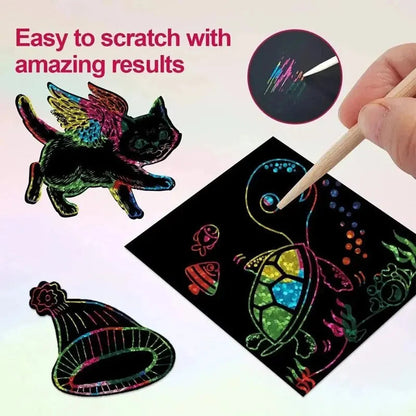 100Pcs Dazzling Scratch Painting Parent Child Interactive Toys Note Cards Handmade Painting ALPENZO