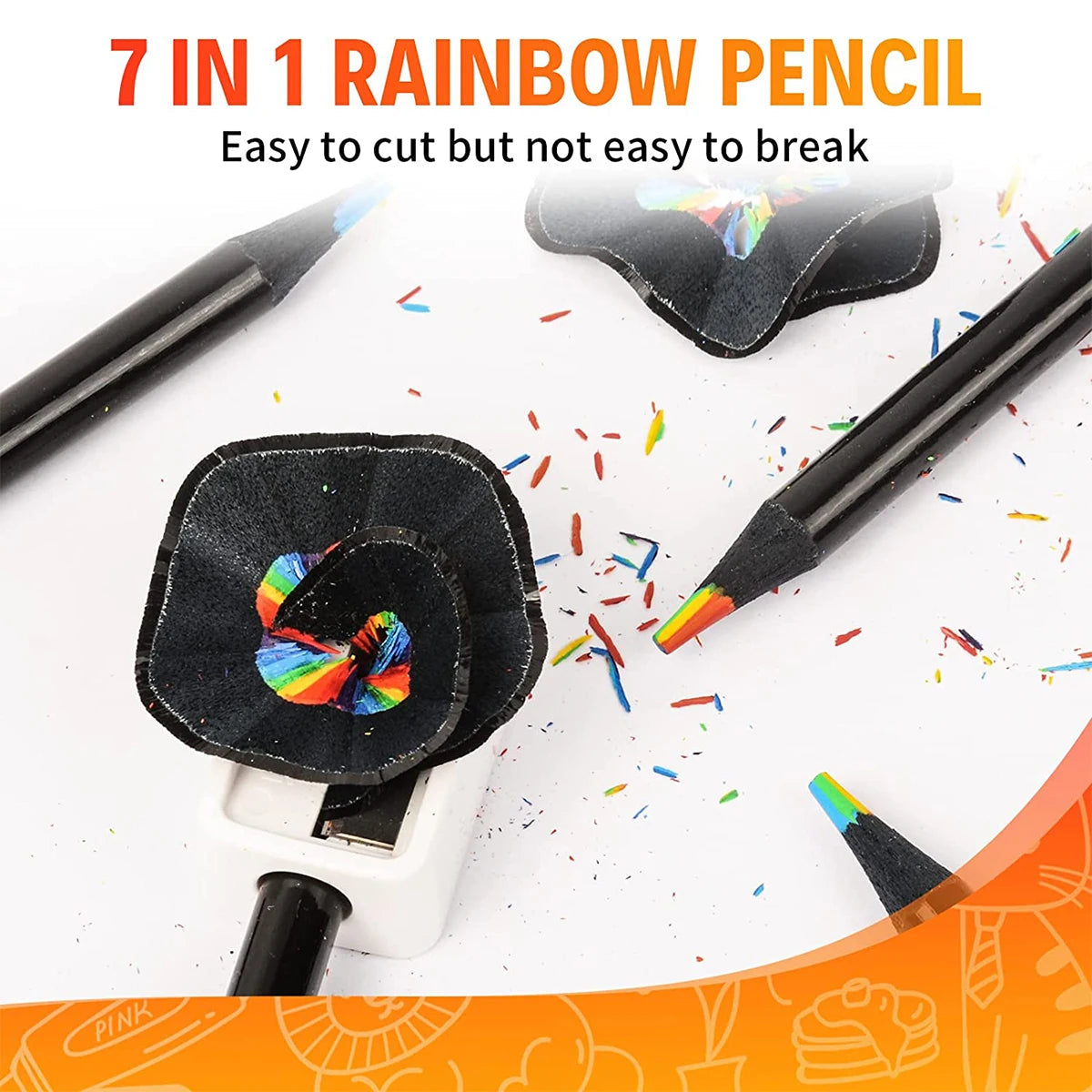 10 Pcs Colored Black Wood Pencils, 7 in 1 Rainbow Drawing Pencil. for Sketching, Doodling, Coloring, Painting ALPENZO