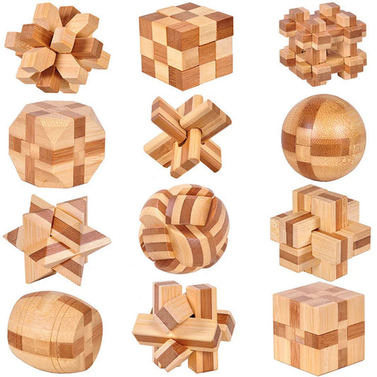 Wooden Kong Ming Lock Lu Ban Lock IQ Brain Teaser Educational Toy for Kids Children Montessori 3D Puzzles Game Unlock Toys Adult ALPENZO