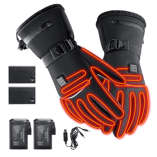 Electric Heated Gloves Motorcycle Winter Moto Heated Gloves Warm Waterproof Rechargeable Heating Thermal Gloves For Snowmobile ALPENZO