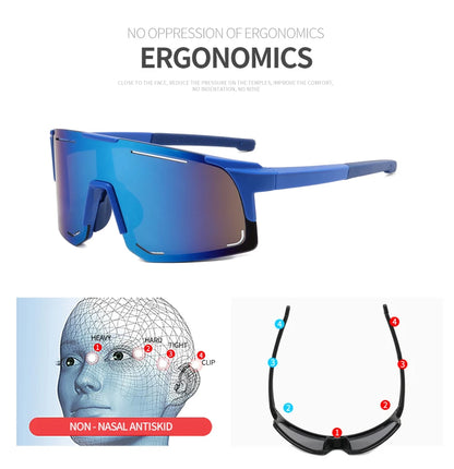 New Bicycle Sunglasses UV Protective Windshield Glass Men's and Women's Wear Lenses Road Cycling Sports Glasses Outdoor Glasses