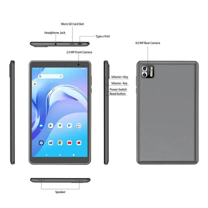 PRITOM 8 Inch Tablet Android 13, 8GB(4+4 Expand) RAM 64GB ROM,1TB Expand,1280x800 IPS Screen 5000MAH Battery,Dual Camera, WiFi - ALPENZO