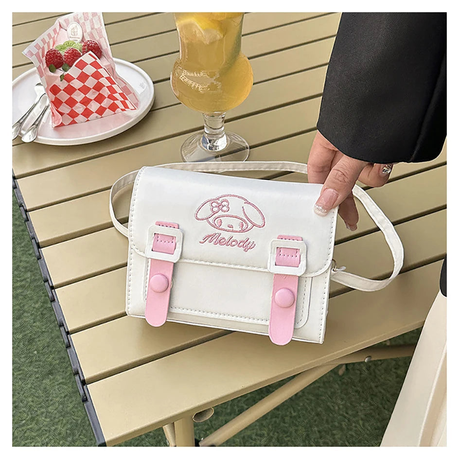 Sanrio Pu Square Bag Anime Shoulder Bags Kawaii Messenger Tote Cute Cartoon Backpacks My melody Cinnamorol Kuromi Fashion Bags ALPENZO