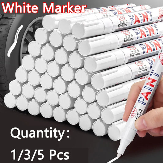 White Marker Pens set 2.0mm Oily Waterproof White Gel Pen DIY Graffiti Sketching Marker Stationery Writing School Supplies brush ALPENZO