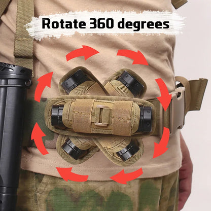 Tactical Flashlight Pouch Belt Torch Bag Durable Hunting Lighting Accessory Survival Kits 360 Degree Holster Rotary Torch Case
