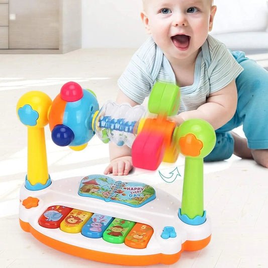 Baby Piano Toys Kids Rotating Music Piano Keyboard With Light Sound, Musical Toys For Toddlers, Early Educational Music Toy ALPENZO