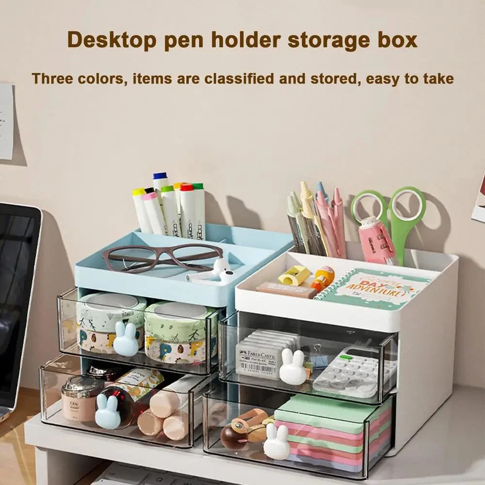 Small Desk Organizer With Drawer, Office Desktop Storage Box, Makeup Organizer, Business Card/Pen/Pencil/Mobile Phone/Stationery ALPENZO