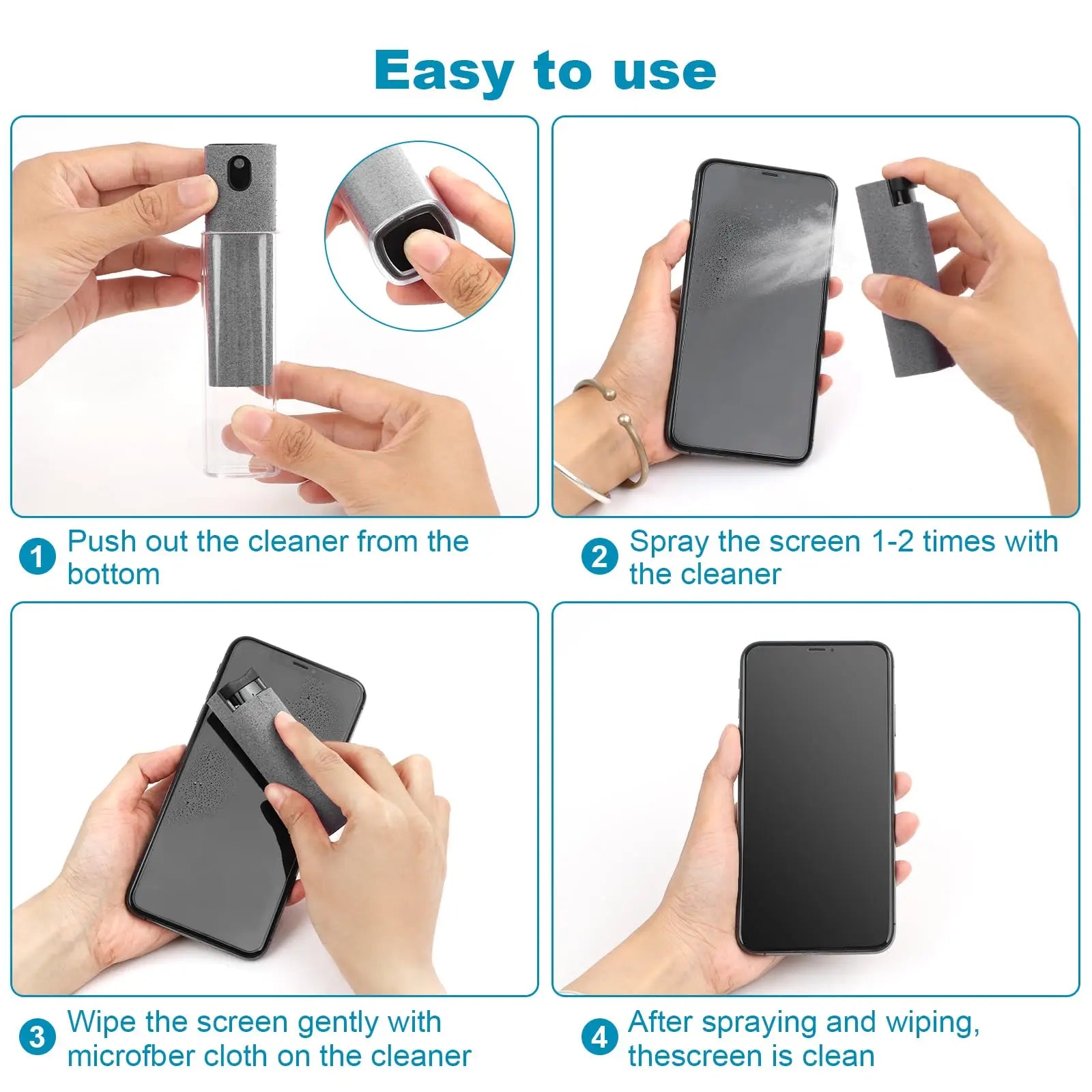 Microfiber Screen Cleaner Spray Bottle Set Mobile Phone Ipad Computer Microfiber Cloth Wipe Iphone Cleaning Glasses Wipes - ALPENZO