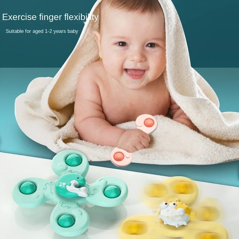 Montessoris Baby Spin Top Bath Toys For Boy Children Bathing Sucker Spinner Suction Cup Toy For Kids 2To4 Years Rattles Teether ALPENZO