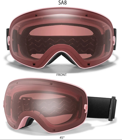 Ourdoor Sports Teen Men Women Ski Goggles-Anti-fog UV400 Eyewear, Christmas and New Year Gift, Free Black Lens and Optical Frame
