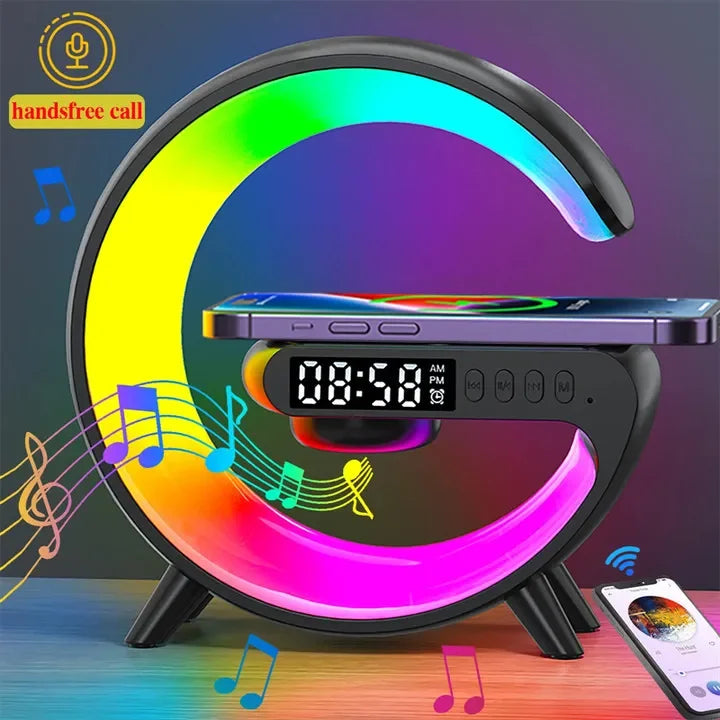 Opansten Multifunction Wireless Charger Pad Stand Speaker TF RGB Night Light Fast Charging Station for iPhone 15 14 13 Samsung ALPENZO