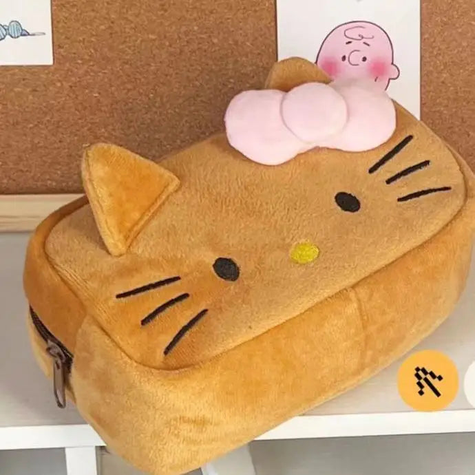 Japanese Cat Pen Bag Cute Printed Cartoon Plush Student Pen Bag Simple And Fashionable Multi Functional Large Capacity Storage ALPENZO