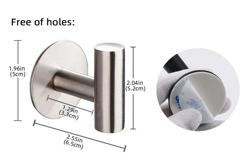 Stainless Steel Robe Hook Adhesive Wall Hook Towel Hook for Bathroom Kitchen Garage Heavy Duty Wall Mounted Kitchen Hardware - ALPENZO