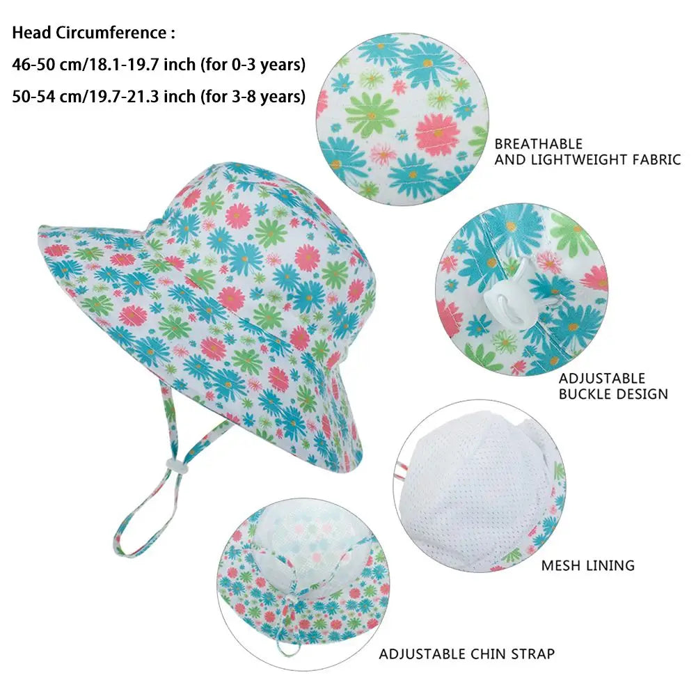 Outdoor Beach Hat Summer Baby Sun Hat for Girls Boys Kids Bucket Cap 0-8 Years ALPENZO