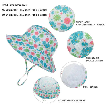 Outdoor Beach Hat Summer Baby Sun Hat for Girls Boys Kids Bucket Cap 0-8 Years ALPENZO