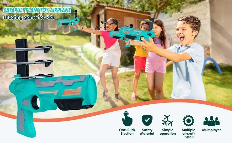 Shooting Air Airplane Launcher Bubble Catapult Plastic Airplane Toy Shooting Game Outdoor Sport Toy for Kids Plane Catapult Gun ALPENZO