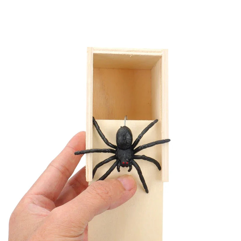 Trick Spider Funny Scare Box Wooden Hidden Box Quality Prank Wooden Scare Box Fun Game Prank Trick Friend Office Toys - ALPENZO