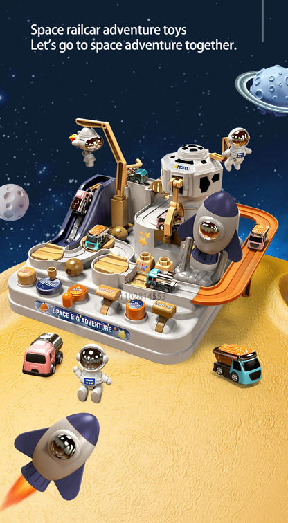 Racing Rail Car Model Space Aerospace Animals Educational Toys Children Train Track Adventure Brain Mechanical Interactive Game ALPENZO