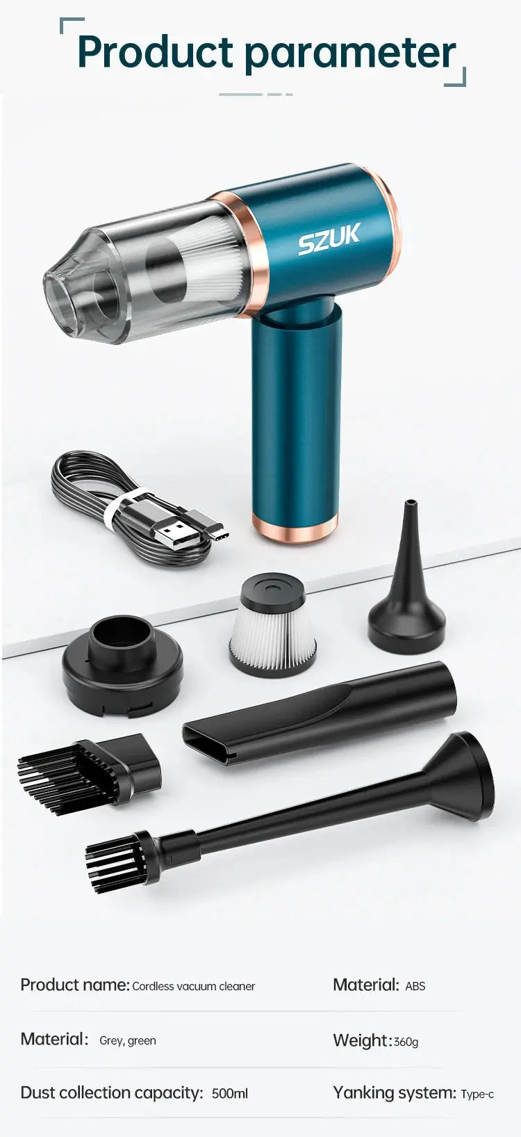 SZUK Mini Car Vacuum Cleaner Wireless Powerful Portable Cleaning Machine Handheld for Car Blow 2 In 1 Home Appliances - ALPENZO