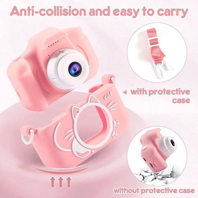 Kids Camera Toys 2 inch Screen HD Cartoon Kids Digital Camera Mini SLR Camera Cute Toy For Children Birthday Christmas Gifts ALPENZO